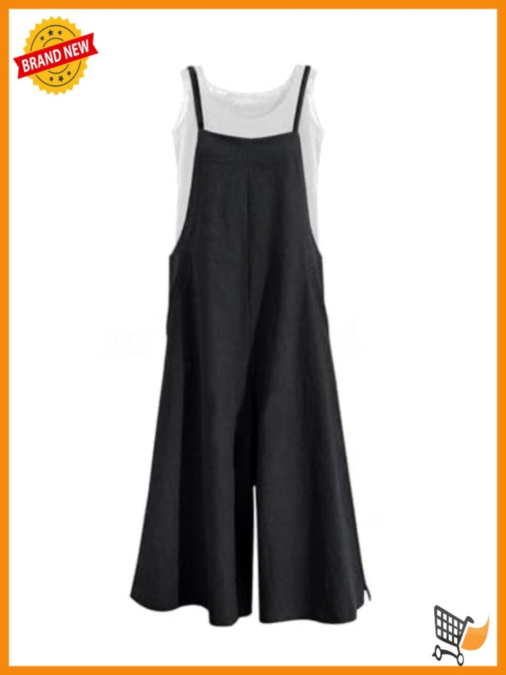 Wide Leg Cotton Bib Overalls Jumpsuit with Pockets